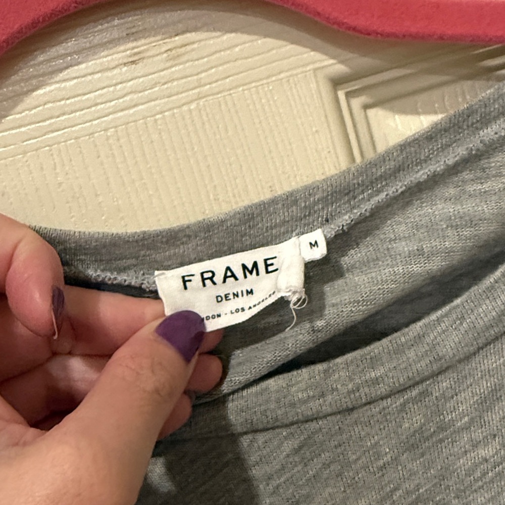 Frame Denim long sleeve grey ruffle top, medium - Picture 2 of 6
